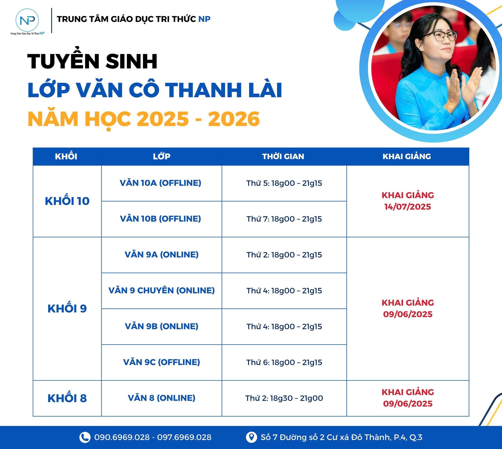 Tuyển sinh LỚP VĂN CÔ LÀI NĂM HỌC 2025 - 2026