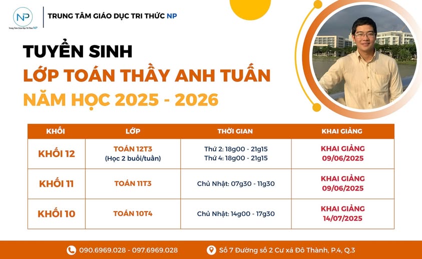 Tuyển sinh LỚP THẦY ANH TUẤN
