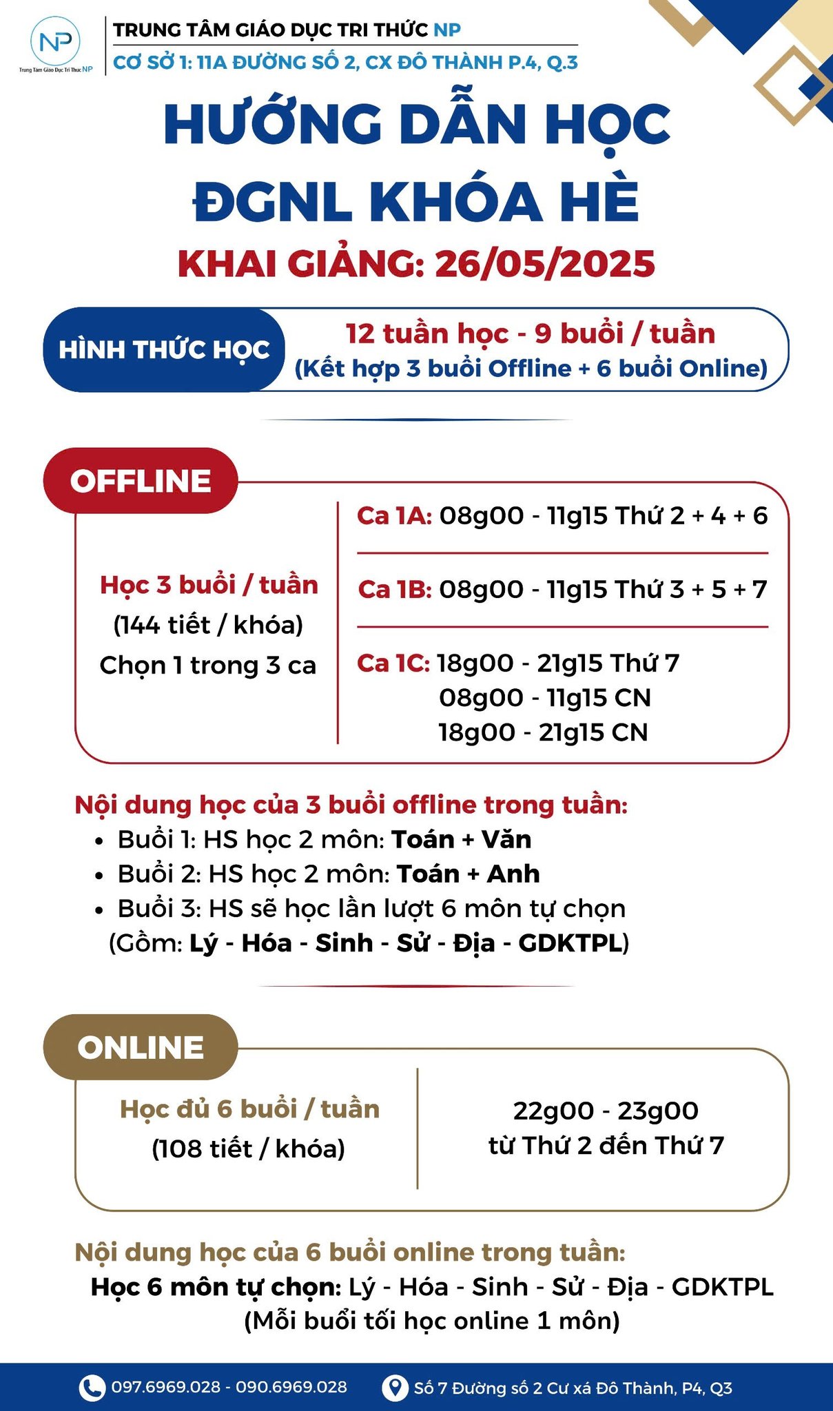 Lịch học chi tiết